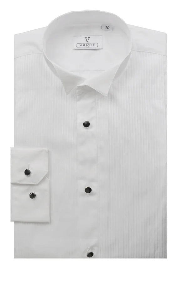 York Boys Wing Collar Poplin Long Sleeve Dinner Shirt