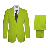 Vegas Fine Twill Plain Microfibre Suit - Lime Green