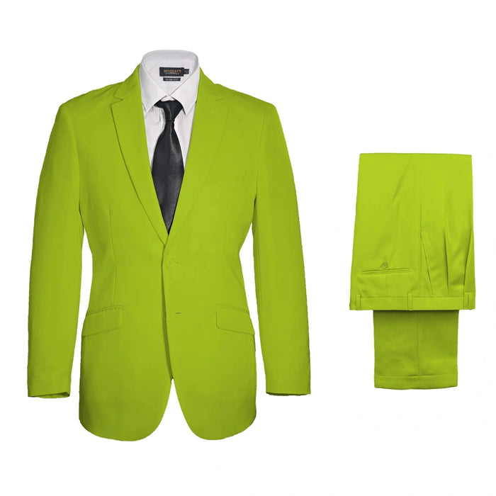 Vegas Fine Twill Plain Microfibre Suit - Lime Green