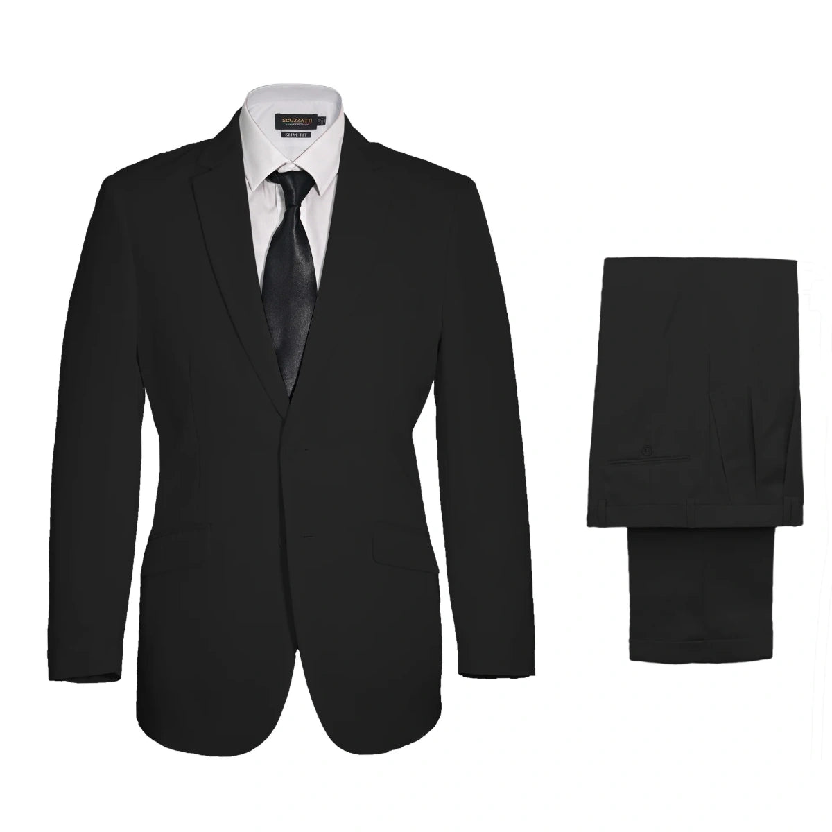 Vegas Fine Twill Plain Microfibre Suit - Black
